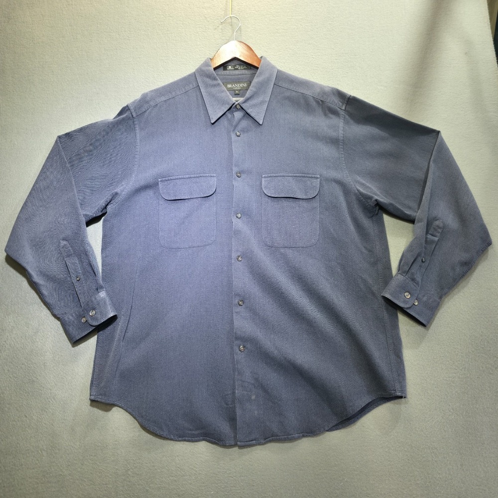 Vintage Brandini Le Collezioni Men's Blue Long Sleeve Button Up Shirt Size XL